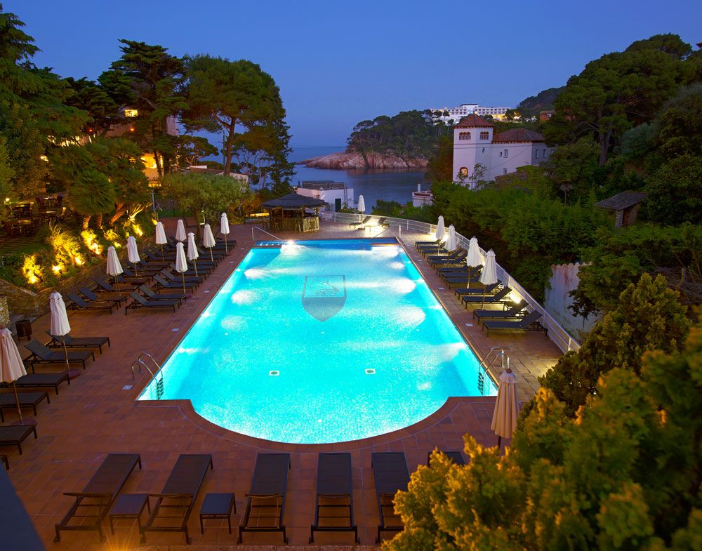 The outdoor pool at Aigua Blava hotel, Costa Brava, Spain