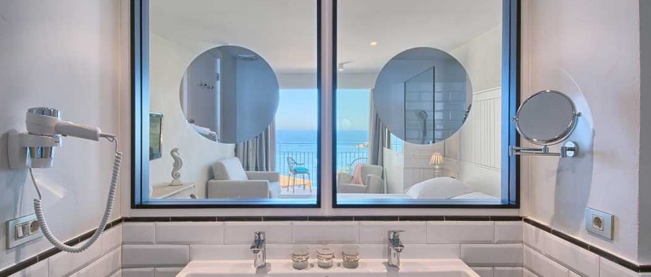 A bathroom at Aigua Blava hotel, Costa Brava, Spain