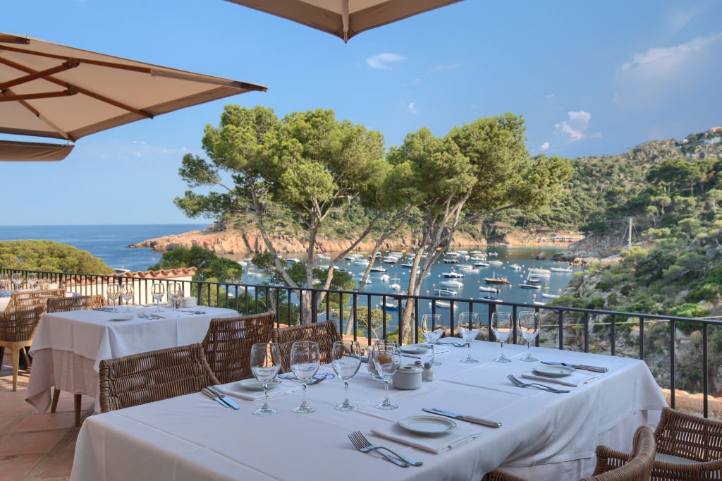Dining with a view at Aigua Blava Hotel, Costa Brava, Spain