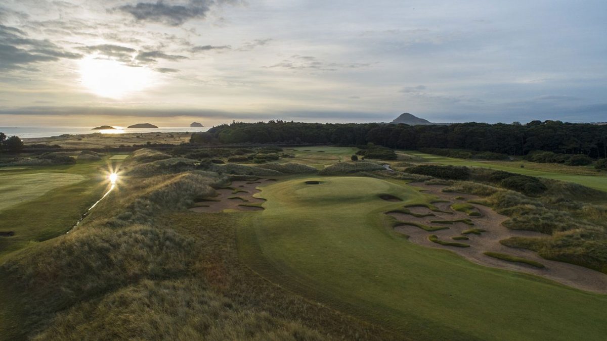 Aerial view of Archerfield Golf Club, East Lothian Scotland