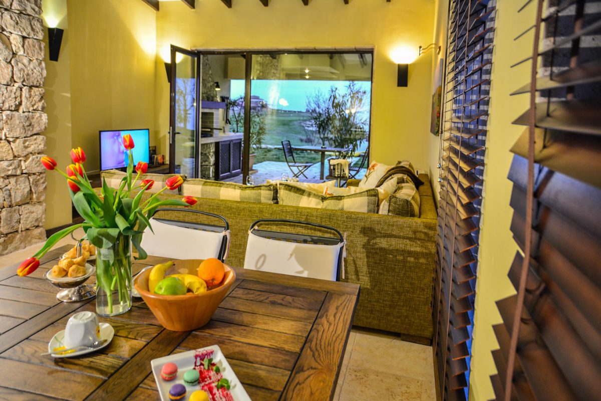 Your lounge with TV at BlackSeaRama Golf and Villas, Cape Kaliakra, Bulgaria