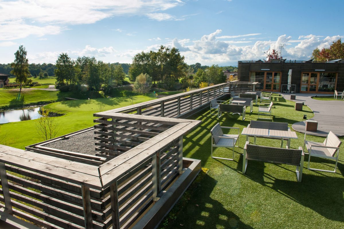 On the terrace at Circolo Golf Bogogno Club, Northern Italy