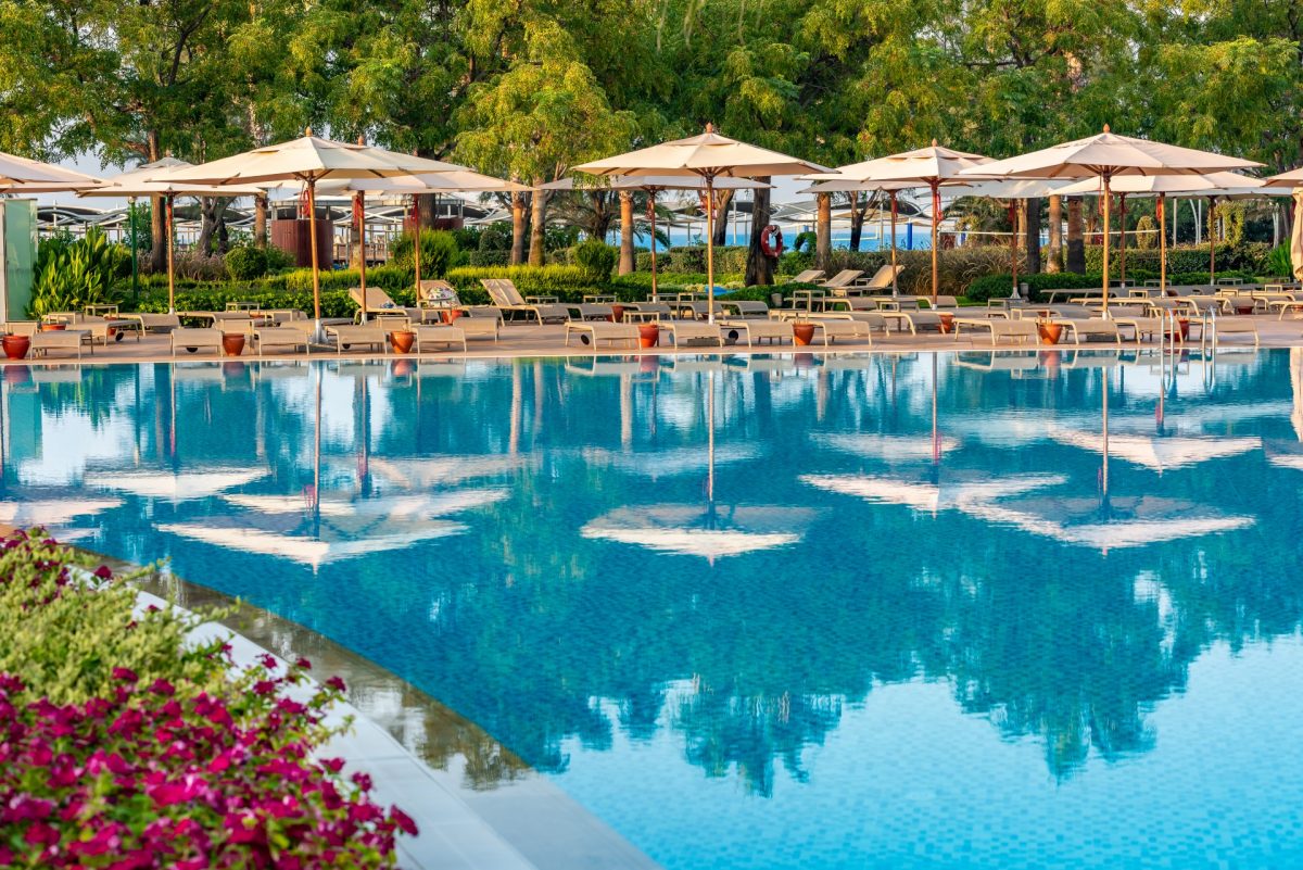 The outdoor swimming pool at Cornelia Diamond Golf Resort, Belek, Turkey