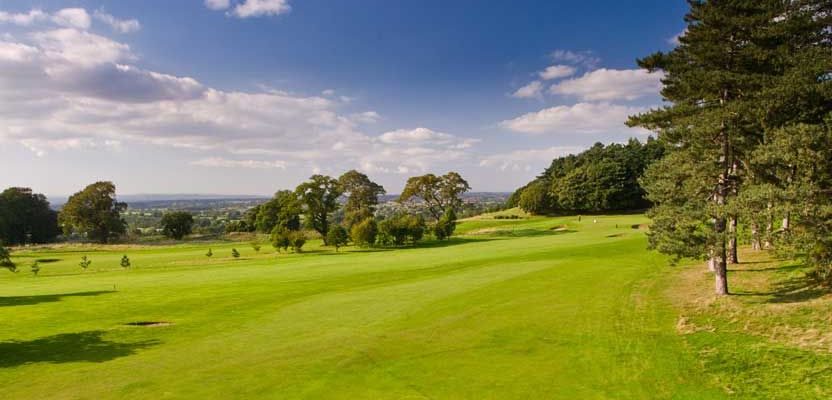 View up the fairway at Carden Park Hotel, Cheshire, England