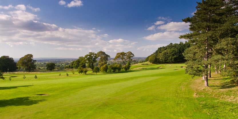 View up the fairway at Carden Park Hotel, Cheshire, England