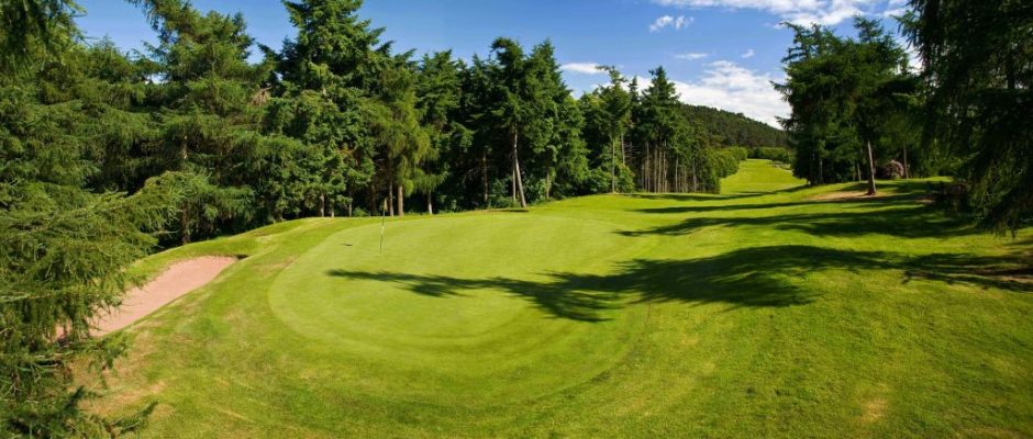 The 16th green on the Cheshire course at Carden Park Hotel, England