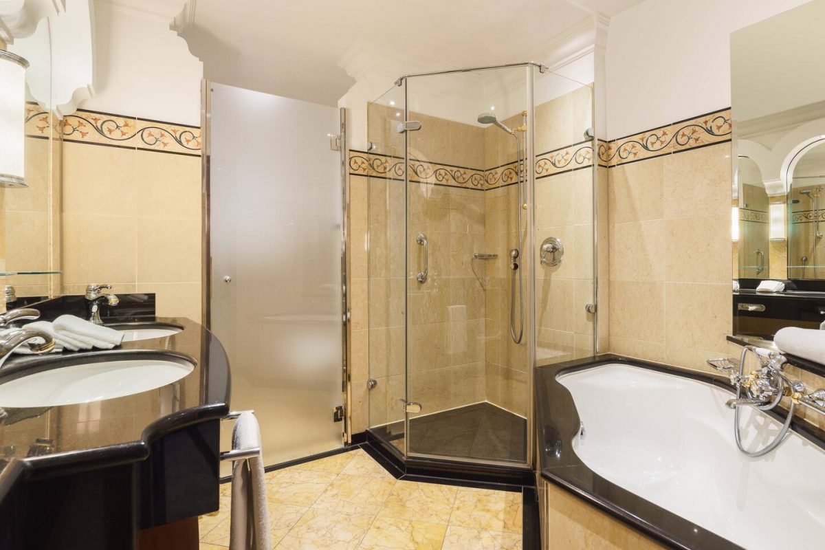 A Classic hotel bathroom at Castillo Hotel Son Vida, Mallorca