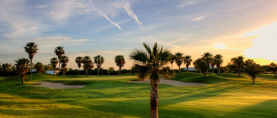 Palm trees line the course at Costa Ballena Ocean Club de Golf, Costa de la Luz, Spain