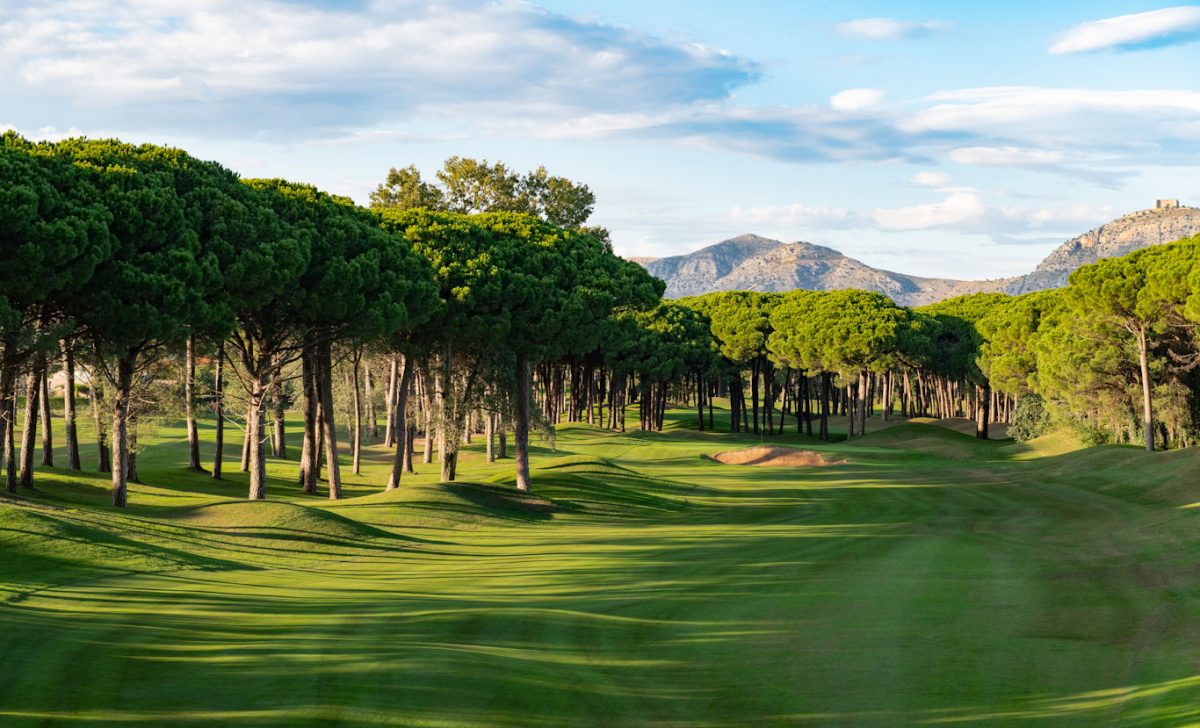 Trees line the fairways at Emporda Links and Forest Golf Club, Girona, Costa Brava, Spain