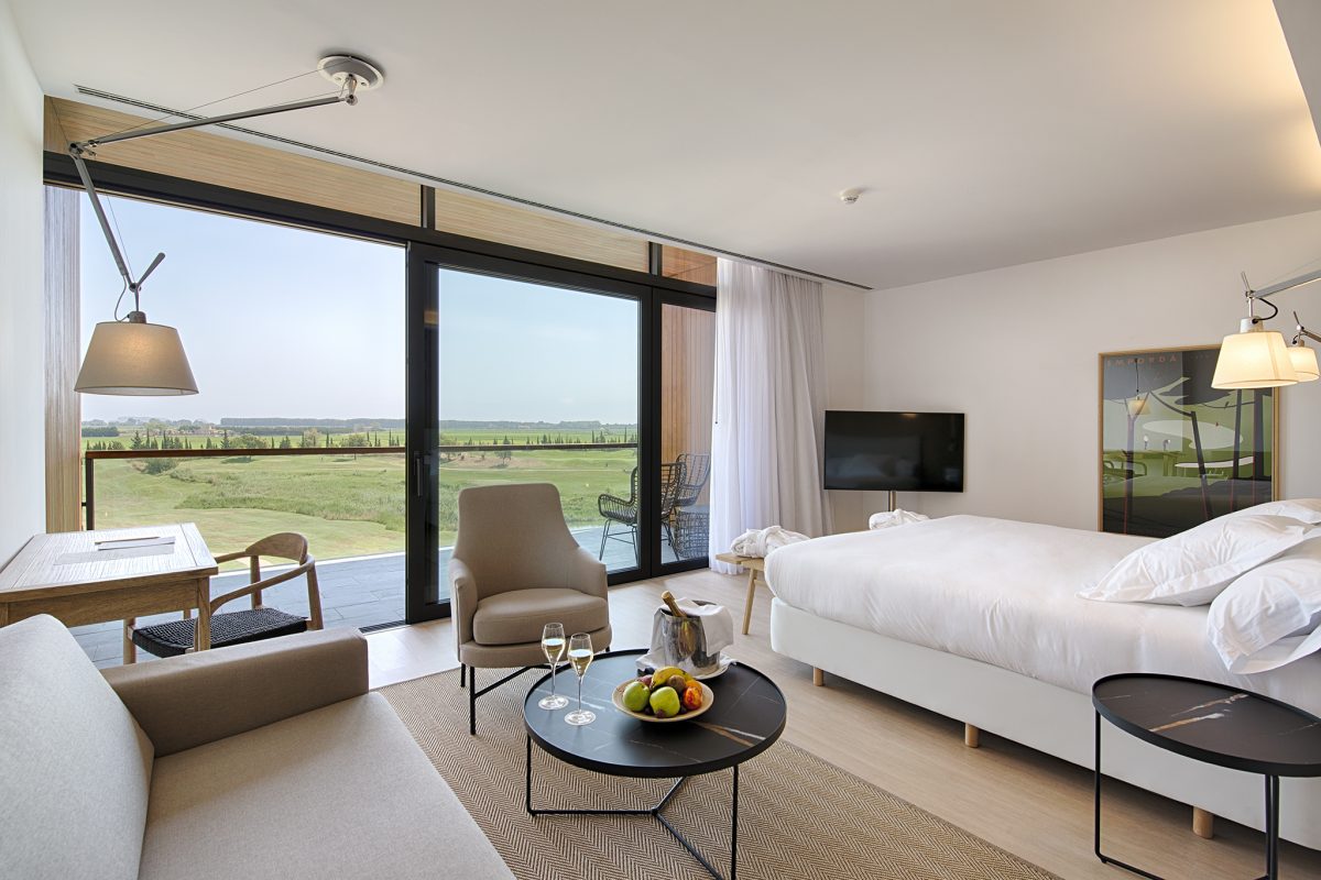 Bedrooms look straight out over the golf course at Hotel Terraverda at Emporda Golf, Costa Brava, Spain