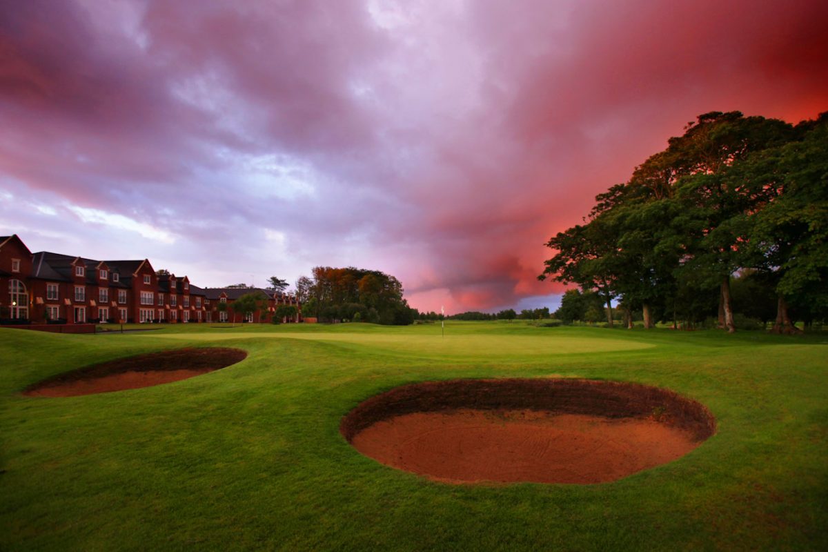 The 18th hole at Formby Hall Resort and Spa Hotel, England