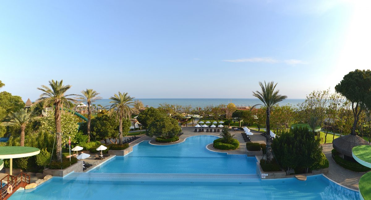 The large outdoor pool at Gloria Verde Hotel, Belek, Turkey
