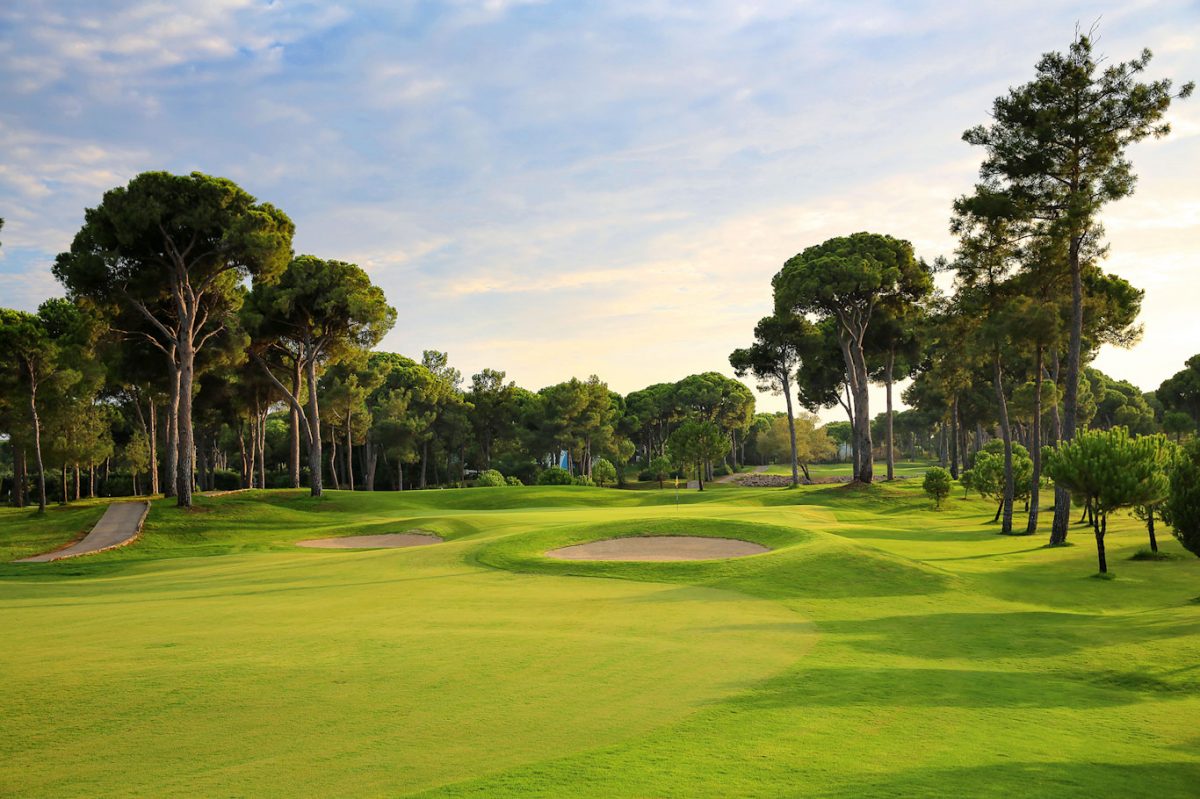 Approaching the 11th green on Gloria New Golf course, Belek, Turkey