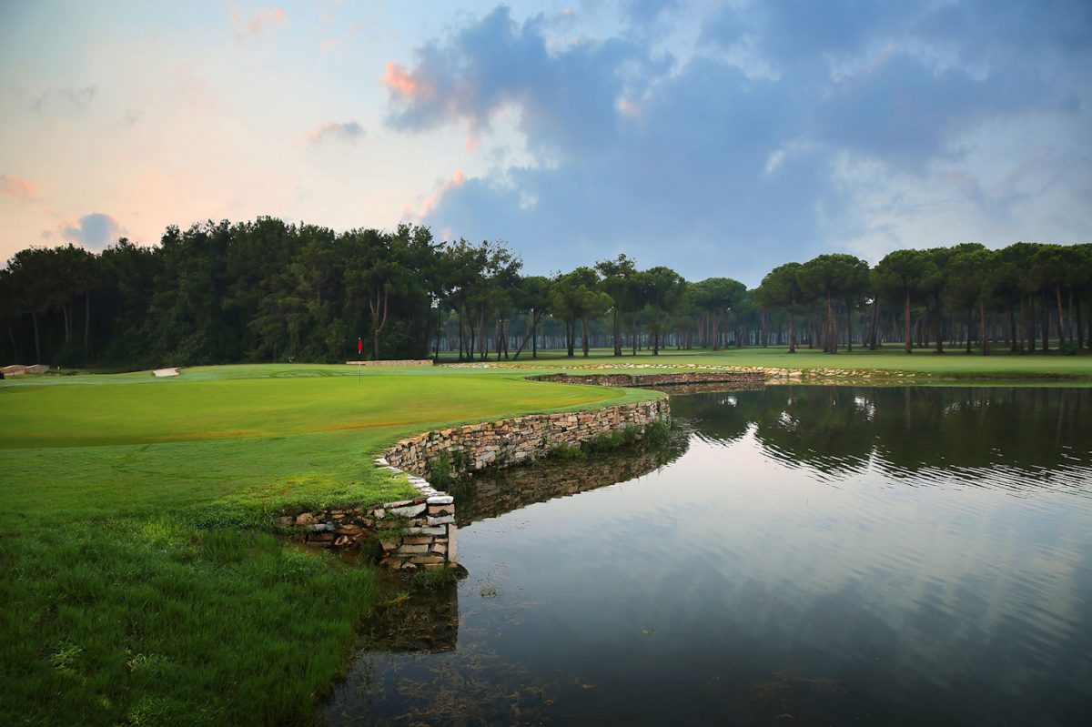 Careful approach to the green on Gloria Old golf course, Belek, Turkey
