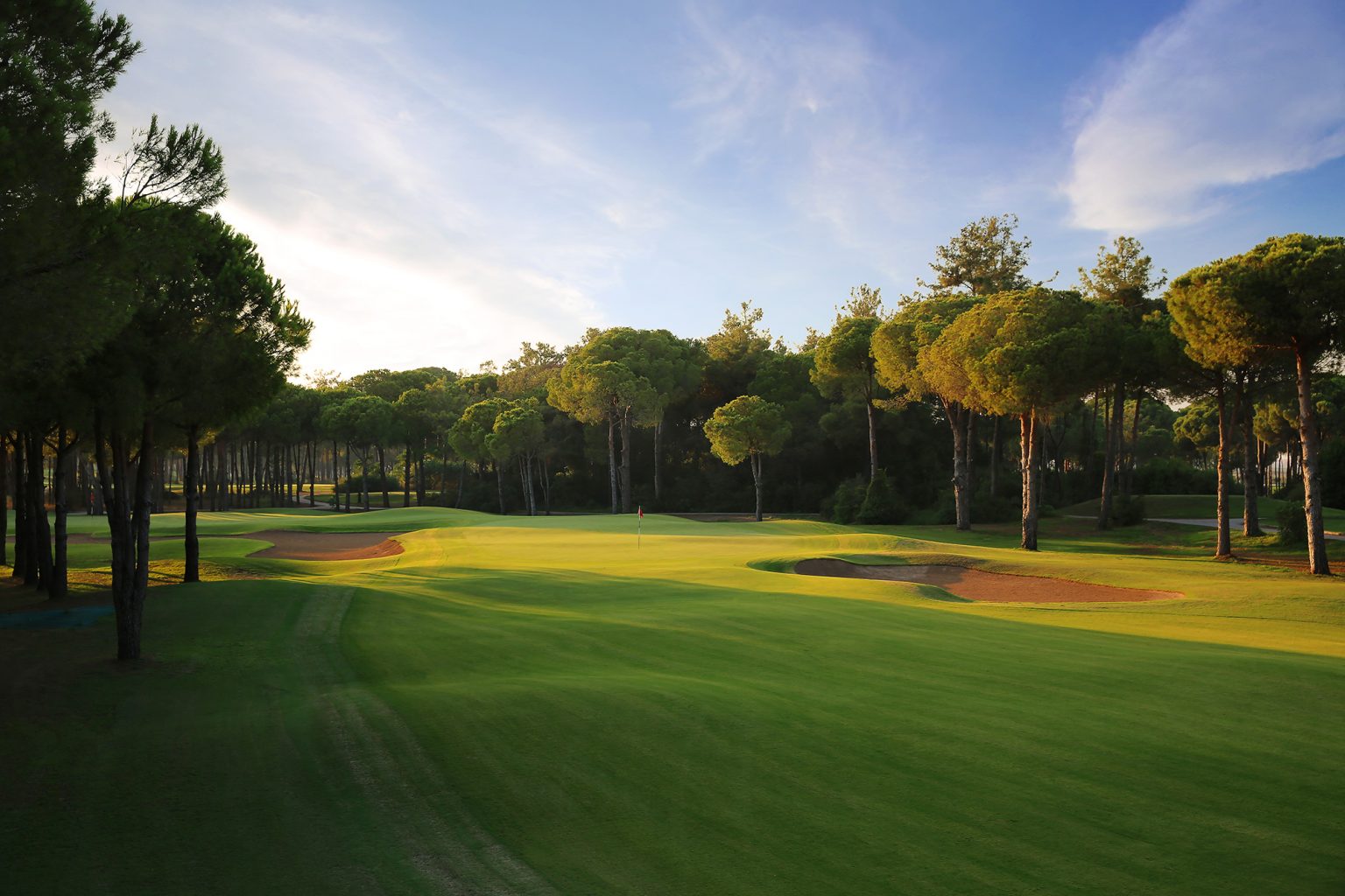 Approaching the 12th green at Gloria Old Golf Course, Belek, Turkey