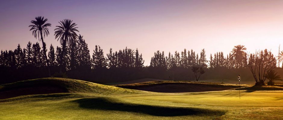 Sunset over Amelkis Golf Club, Marrakech, Morocco