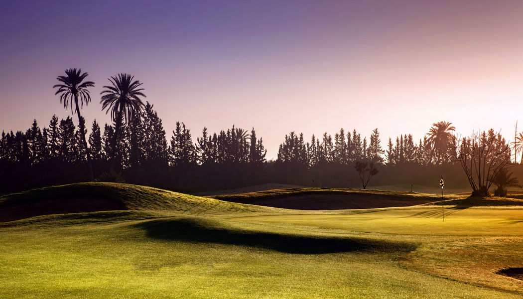 Sunset over Amelkis Golf Club, Marrakech, Morocco