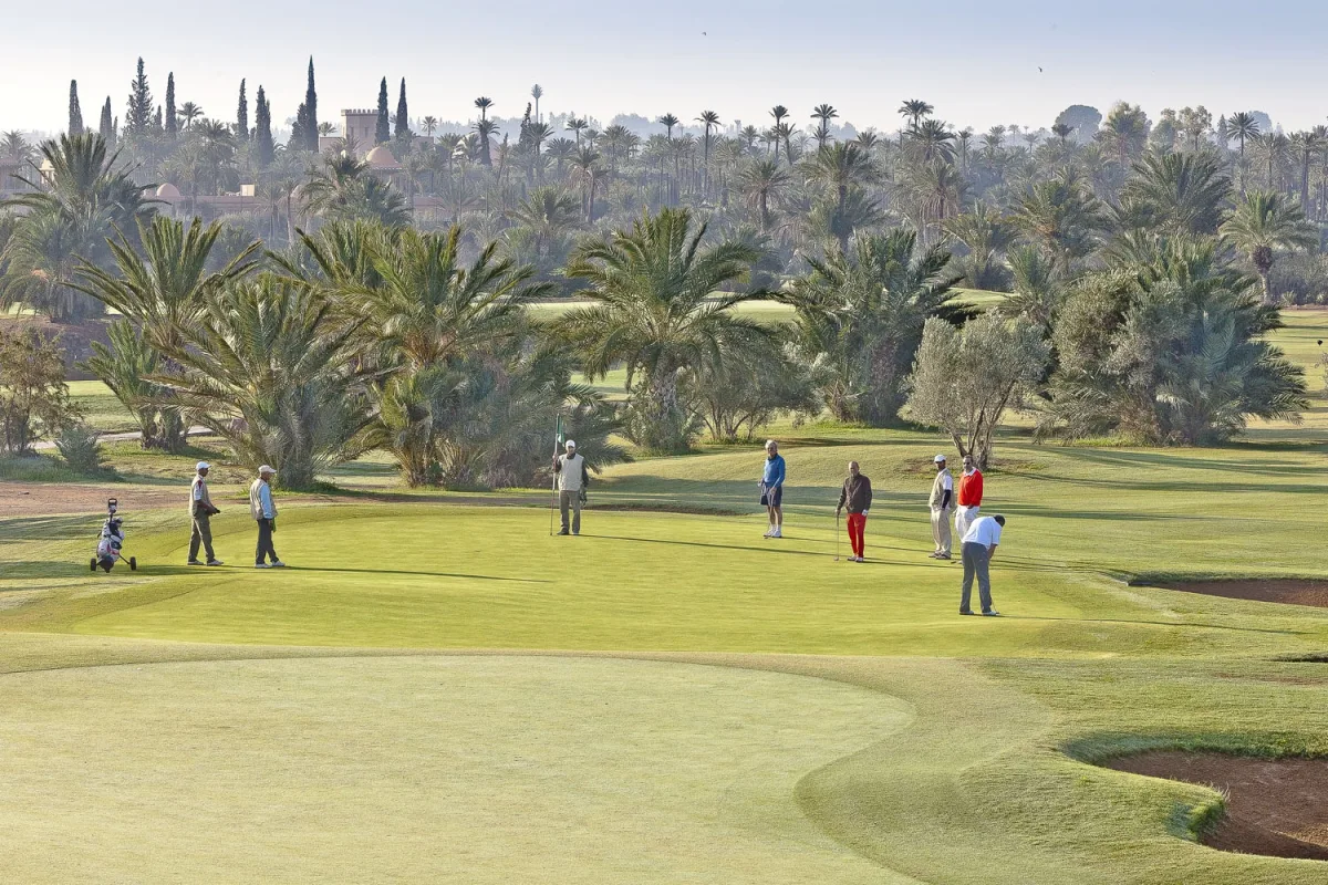 On the green at Pickalbatros Golf Club Palmeraie, Marrakech, Morocco. Golf Planet Holidays