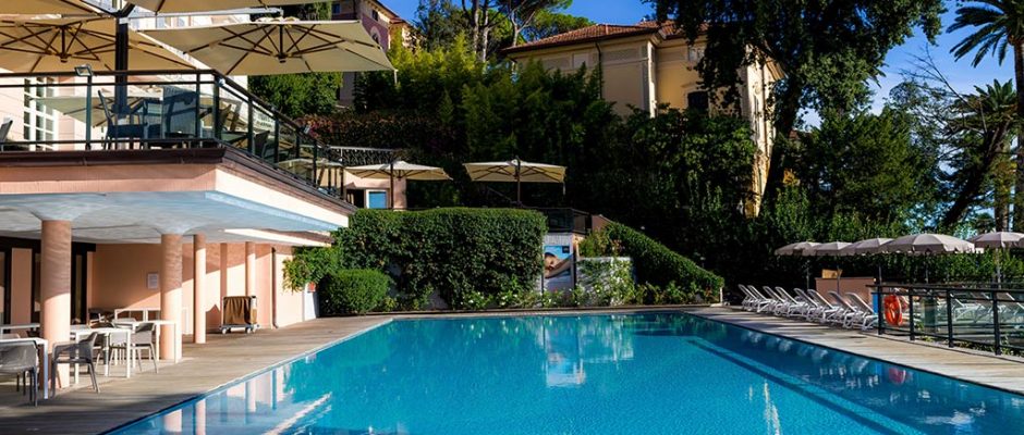 The lovely outdoor pool at Grand Hotel Bristol, Stresa, Italy