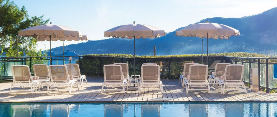 By the pool at Grand Hotel Bristol, Stresa, Italy
