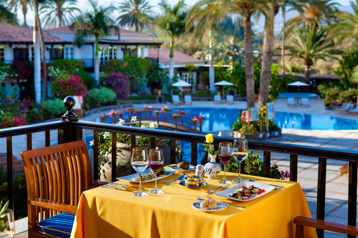 Terrace dining at Seaside Grand Hotel Residencia, Gran Canaria