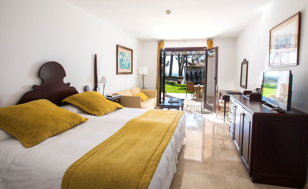 A double bedroom with terrace at Hotel Bendinat, Palma, Mallorca