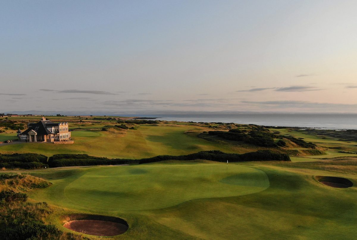 Aerial view at Kingsbarns Golf Links, St Andrews, Scotland. Golf Planet Holidays