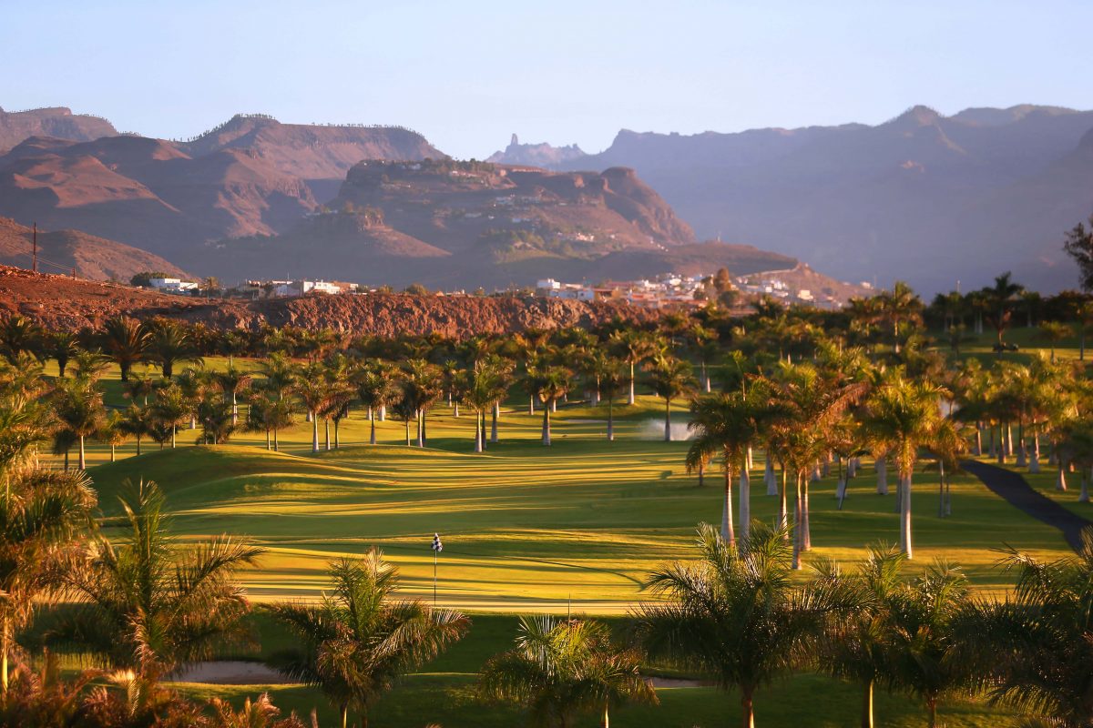 Palm trees line the fairways at Meloneras Golf Club, Grran Canaria, Canary Islands