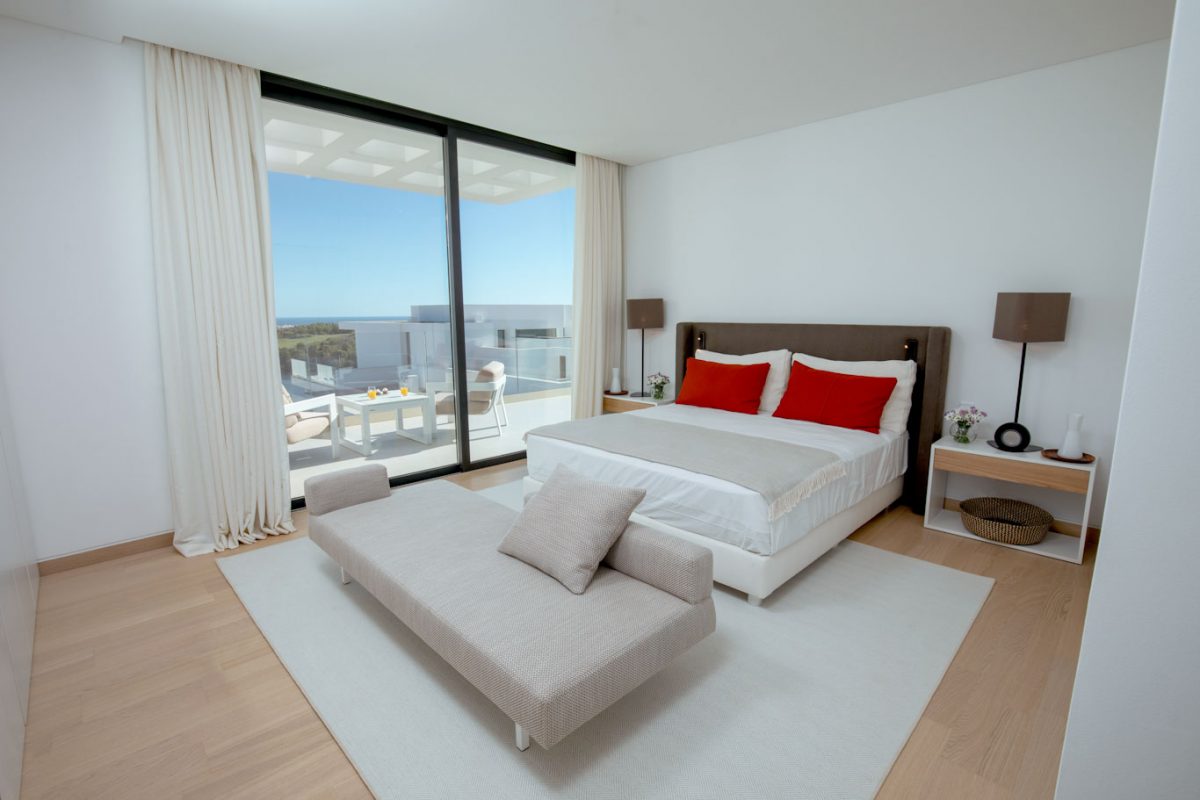A double bedroom at Monte Rei Golf and Country Club Residences, near Tavira, Eastern Algarve