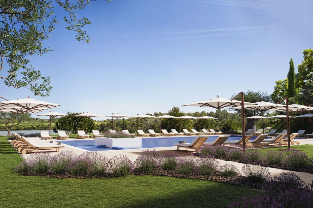 The swimming pool at Monte Rei Golf and Country Club Residences, near Tavira, Eastern Algarve, Portugal