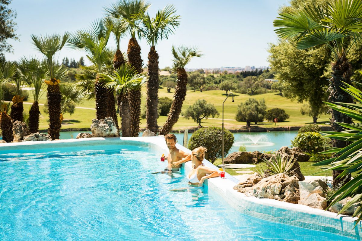 The outdoor swimming pool at Montecastillo Resort Hotel and Spa, Jerez, Spain