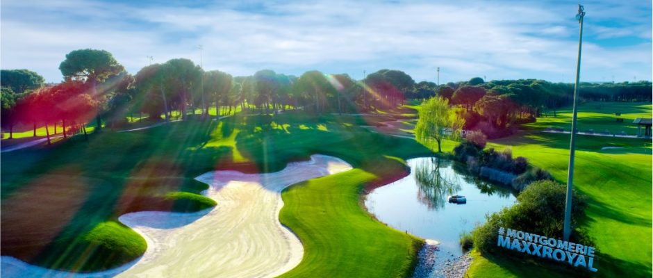 Sunshine over the last green at Montgomerie Maxx Royal Golf Course, Belek, Turkey