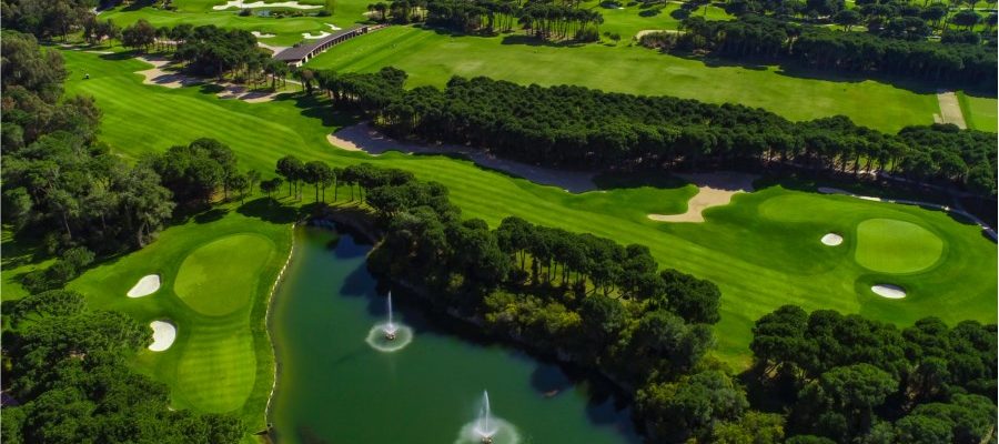 The first hole at Montgomerie Maxx Royal Golf Course, Belek, Turkey
