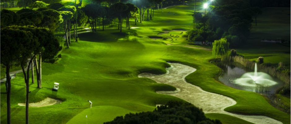 Play under floodlights at Montgomerie Maxx Royal Golf Course, Belek, Turkey