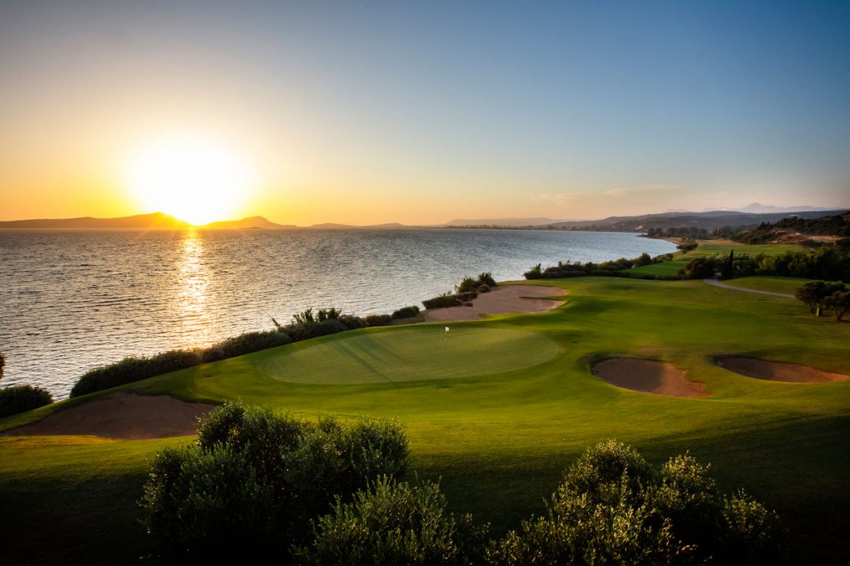 The seventh hole on the Bay Course, Costa Navarino, Greece