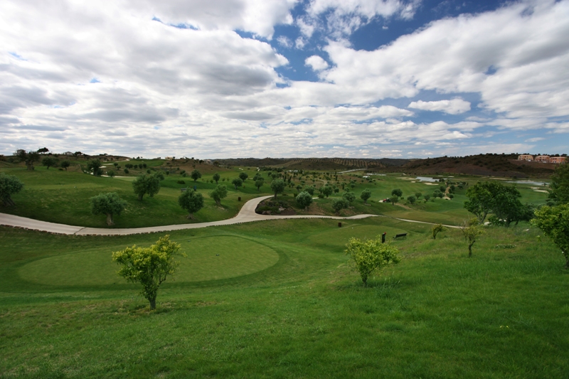 Looking down a hill at Quinta do Vale golf course, Eastern Algarve