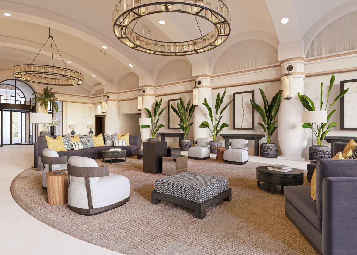 The elegant lobby at La Manga Principe Felipe Hotel, Spain