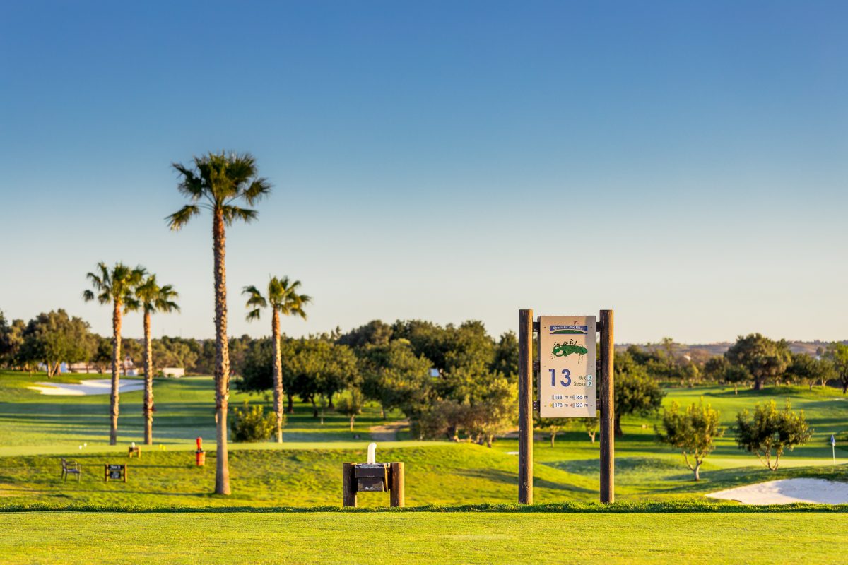 The 13th tee at Quinta da Ria Golf course, near Tavira, Algarve, Portugal
