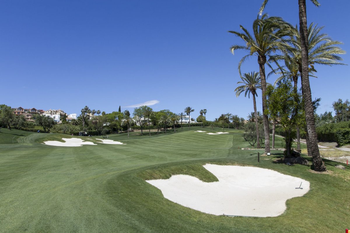The second hole at Real Club de Golf las Brisas, Marbella, Costa del Sol, Spain