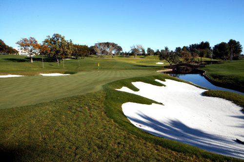The eighth hole design at Real Club de Golf las Brisas, Marbella, Costa del Sol, Spain