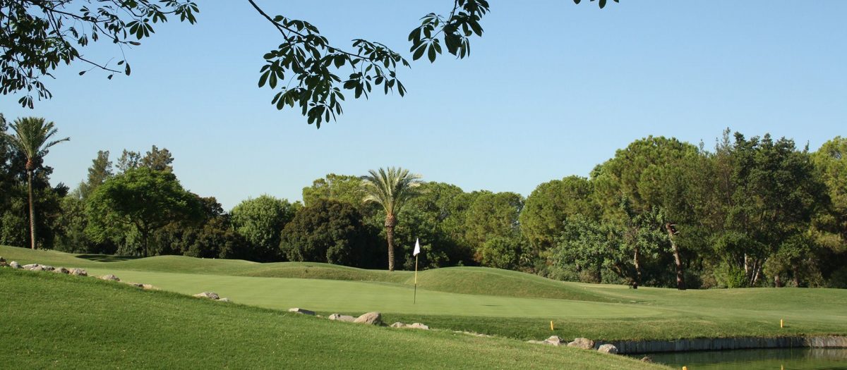 Careful putting at this hole at Real Club de Golf de Sevilla, Spain