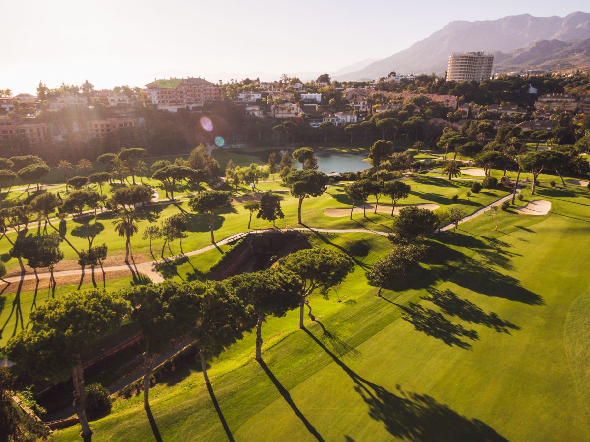 Bird's eye view at Rio Real Golf Course, Marbella, Costa del Sol, Spain. Golf Planet Holidays.