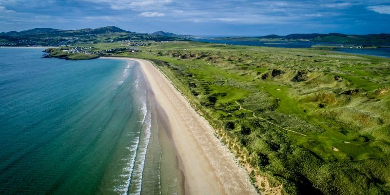 Coastal view of the 16th hole at Rosapenna Golf Course, Northern Ireland