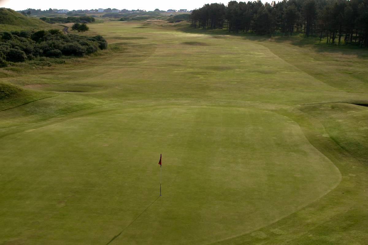 Bird's eye view of the fairway at Royal Birkdale Golf Course, England