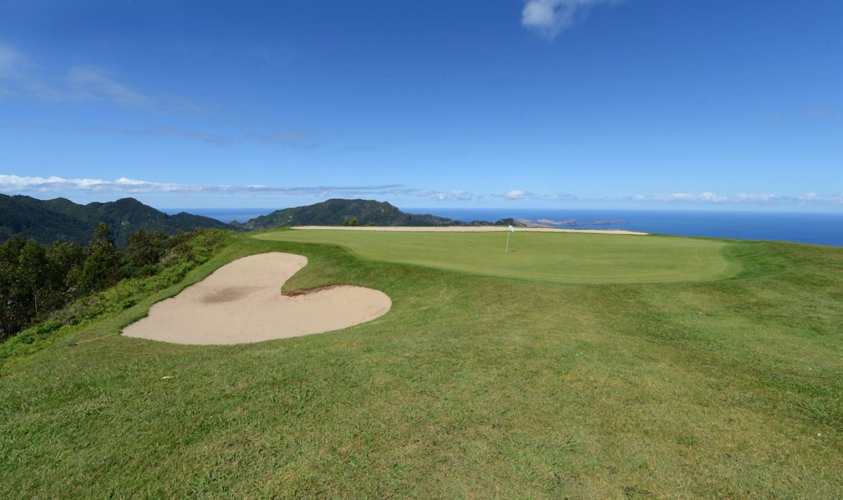 Heart shaped bunker on Santo da Serra Golf Course, Madeira