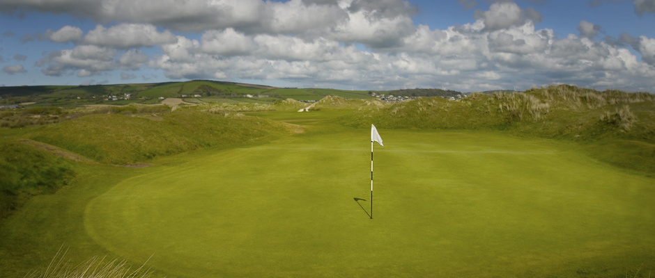 Immaculate green at Saunton Golf Club, Devon, United Kingdom
