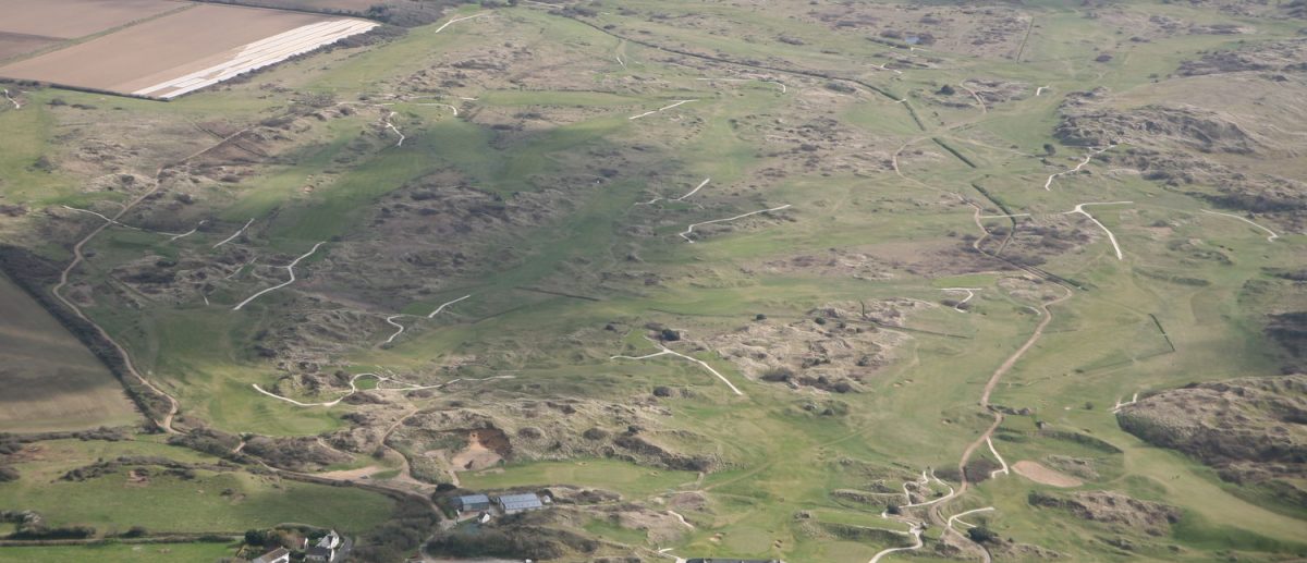 Aerial view of Saunton Golf Club, Devon, United Kingdom
