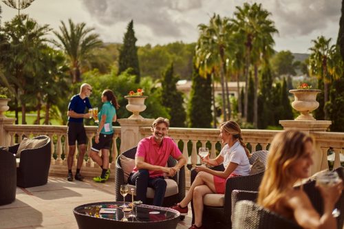 Enjoying drinks on the terrace at Sheraton Mallorca Arabella Golf Hotel, Mallorca