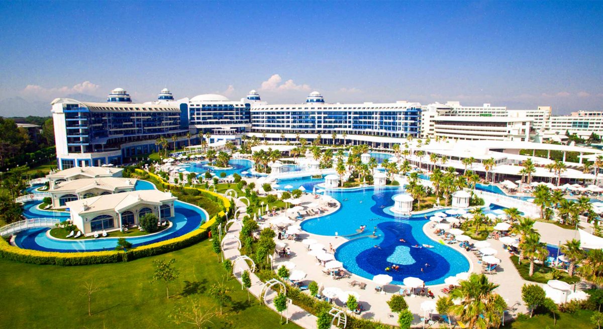 Panoramic view of the Sueno Hotel Deluxe, Belek, Turkey