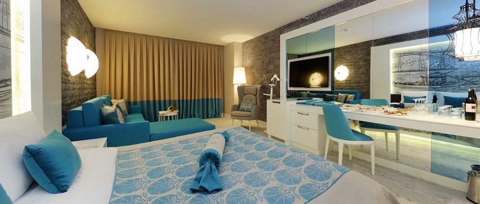 An Infinity bedroom at the Sueno Hotel Deluxe, Belek, Turkey